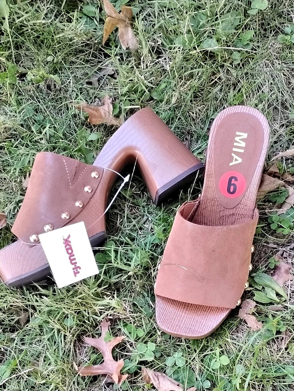 MIA Women's Studded Mule Heels in Brown US 6 Like New